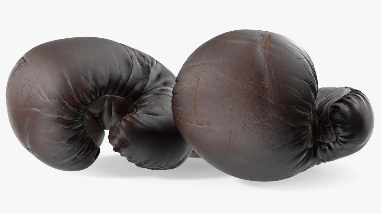 Old Brown Leather Boxing Gloves(1) 3D model