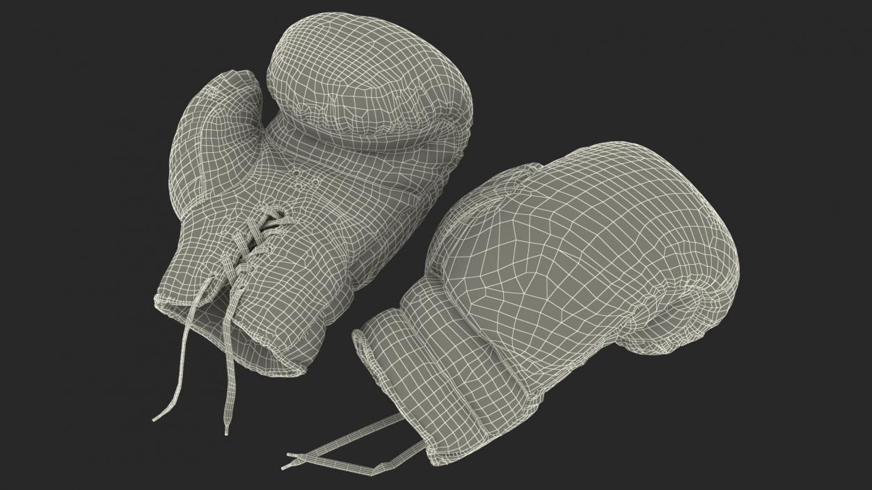 Old Brown Leather Boxing Gloves(1) 3D model