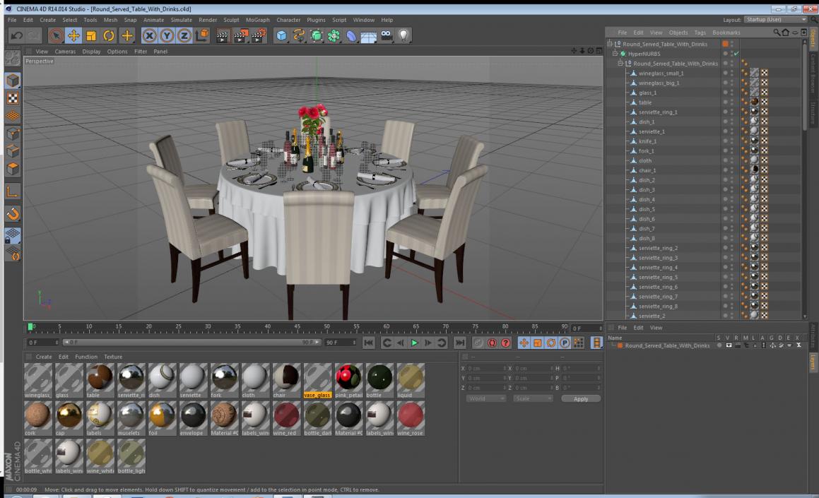3D model Round Served Table With Drinks