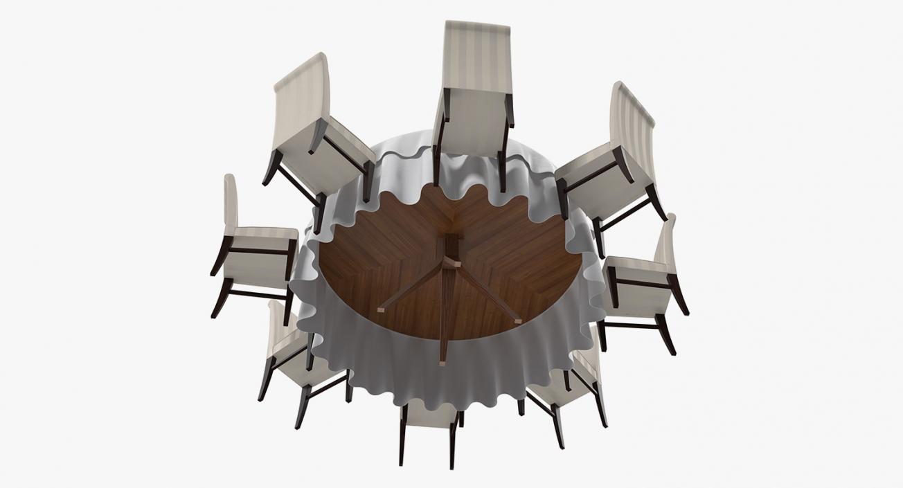 3D model Round Served Table With Drinks