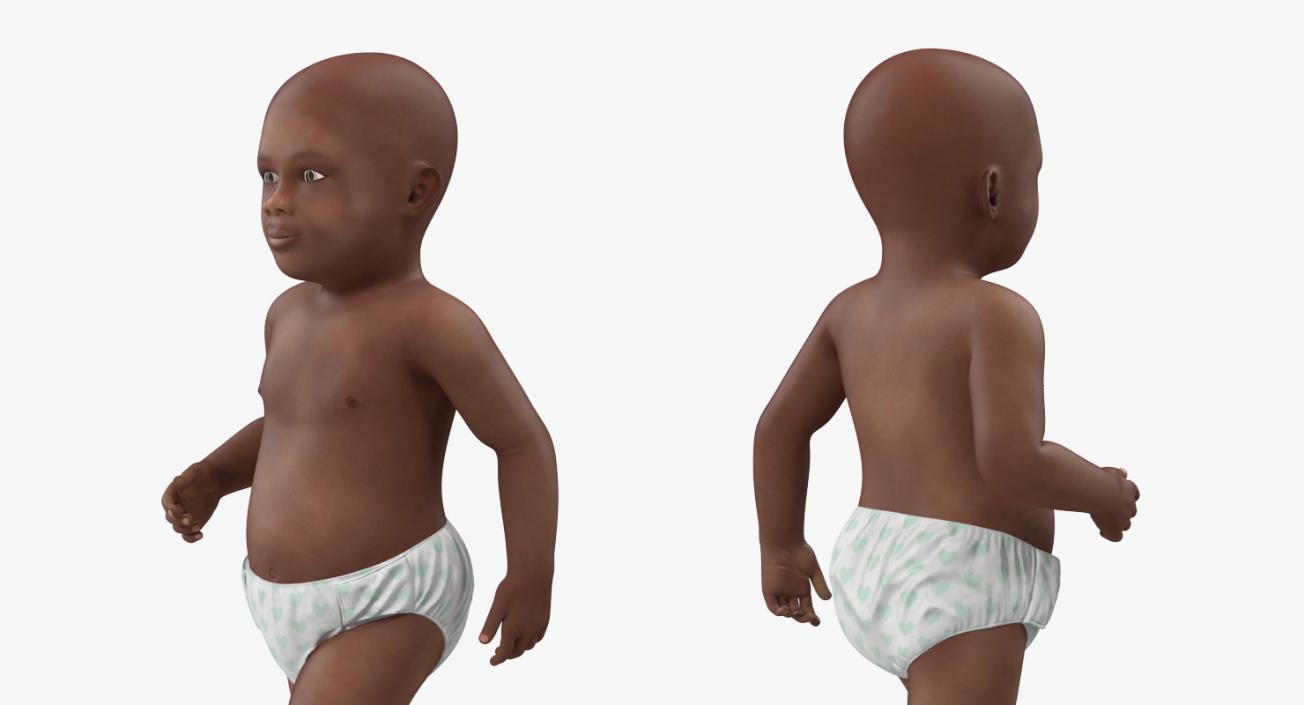 African American Baby Walking 3D model