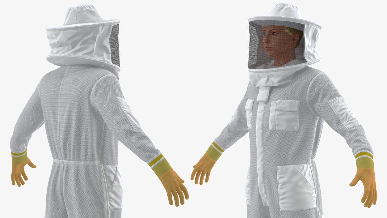 3D model Woman Beekeeper in Suit T Pose