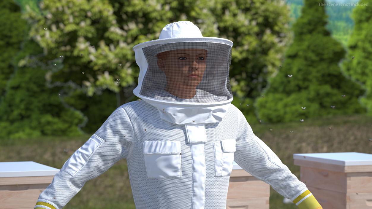 3D model Woman Beekeeper in Suit T Pose