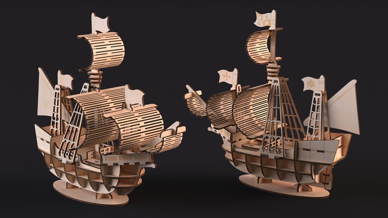 3D Wooden Puzzle Ship model