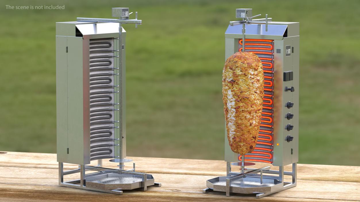 Vertical Rotisserie Grill with Doner Kebab 3D
