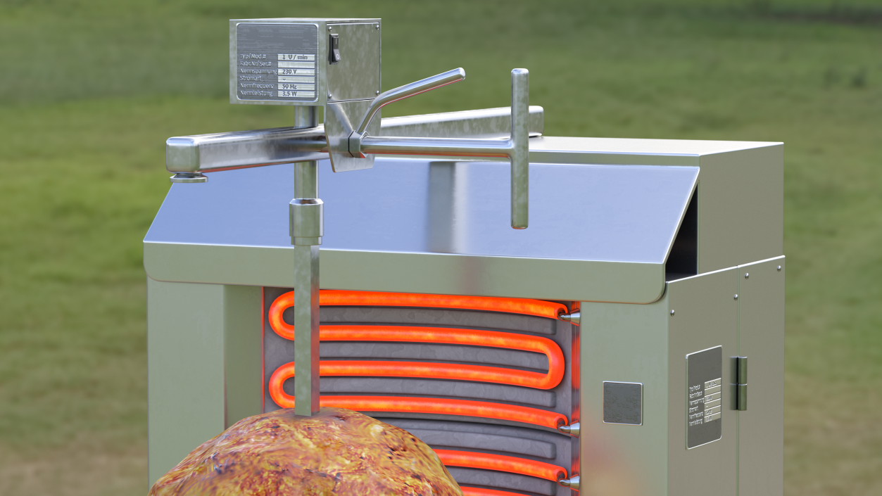 Vertical Rotisserie Grill with Doner Kebab 3D