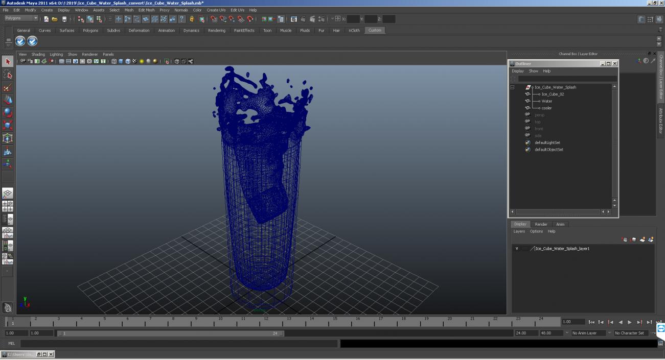 Ice Cube Water Splash in Cocktail Glass 3D model