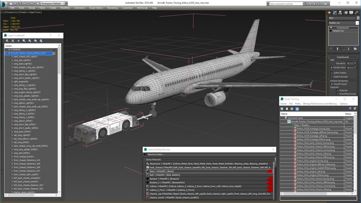 3D model Aircraft Tractor Towing Airbus A320