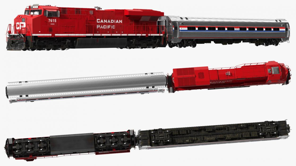 Locomotive with Wagons 3D