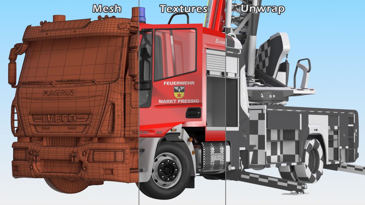 3D model Iveco FF160 Magirus Fire Truck Ready Position