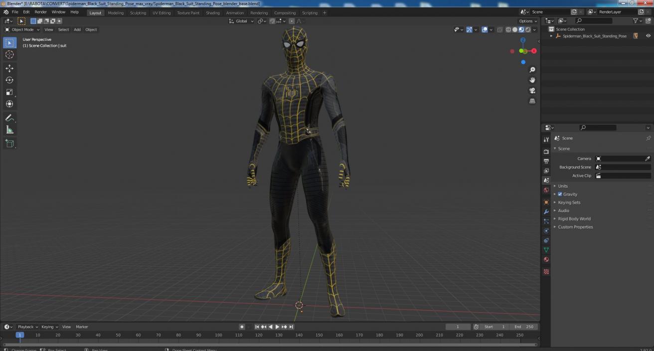 Spiderman Black Suit Standing Pose 3D model