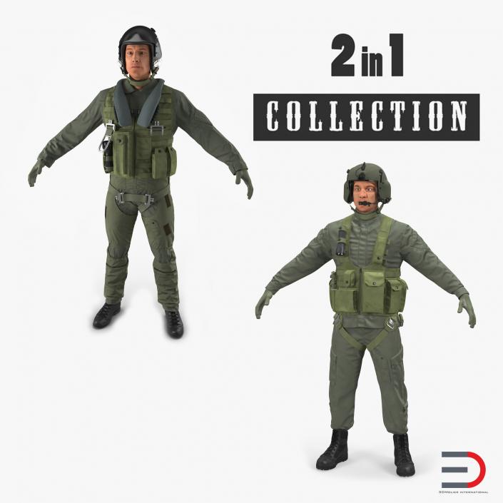 US Military Pilots Collection 3D model