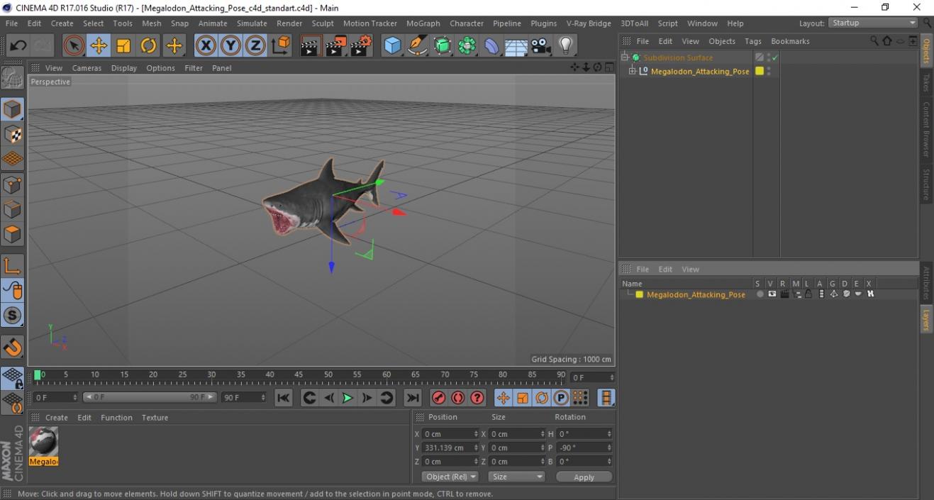 Megalodon Attacking Pose 3D model