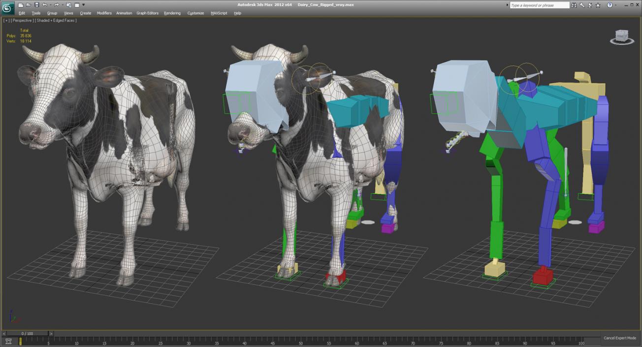 3D Dairy Cow Rigged