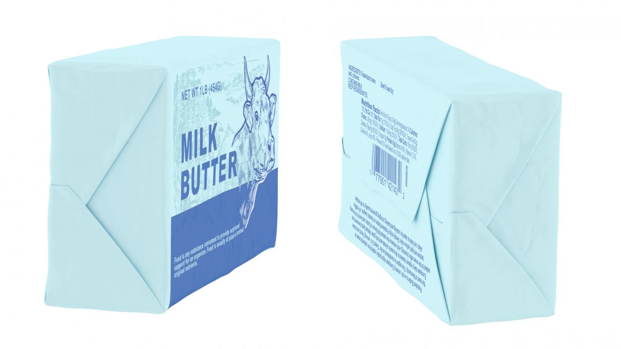 Wrapped Unsalted Cow Milk Butter 3D