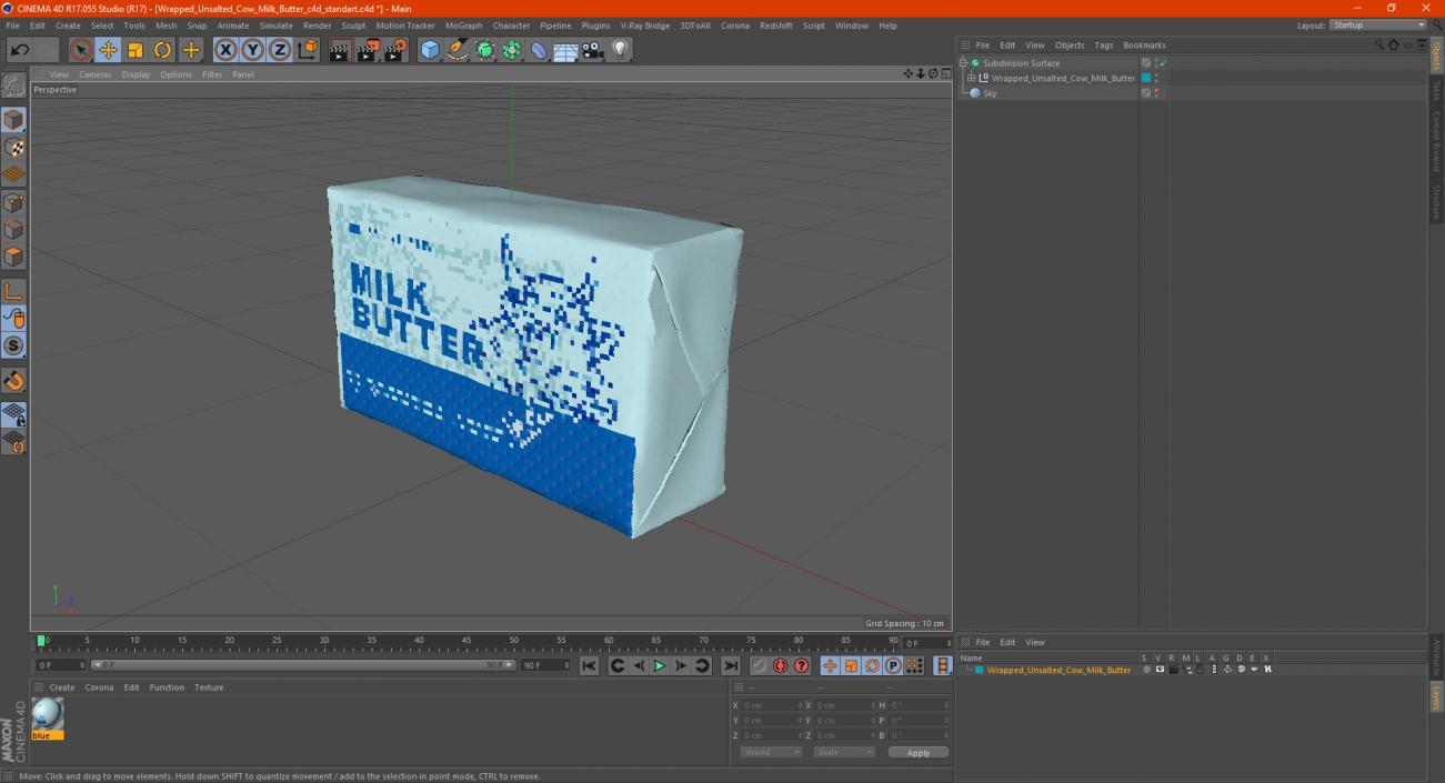 Wrapped Unsalted Cow Milk Butter 3D