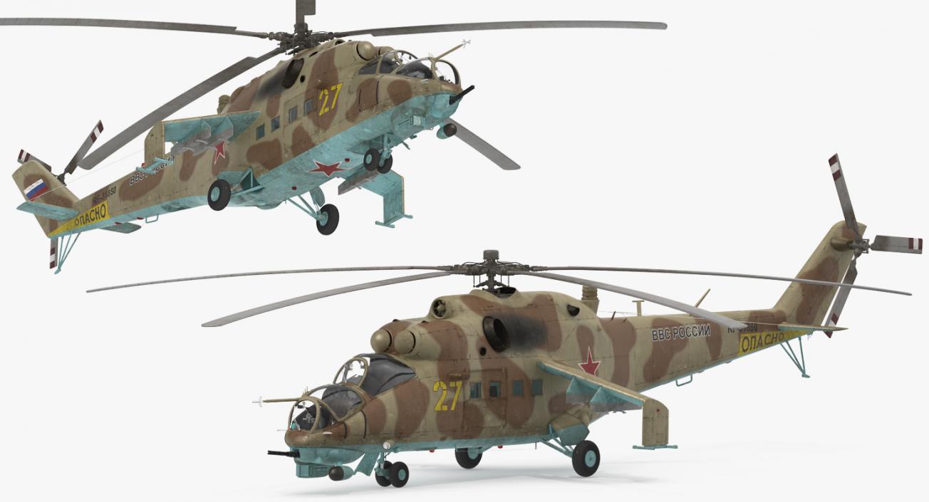 3D Russian Helicopter Mil Mi-24 Hind model
