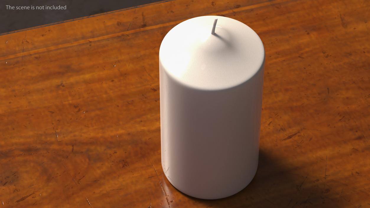 3D Dome Top Pillar Candle White model