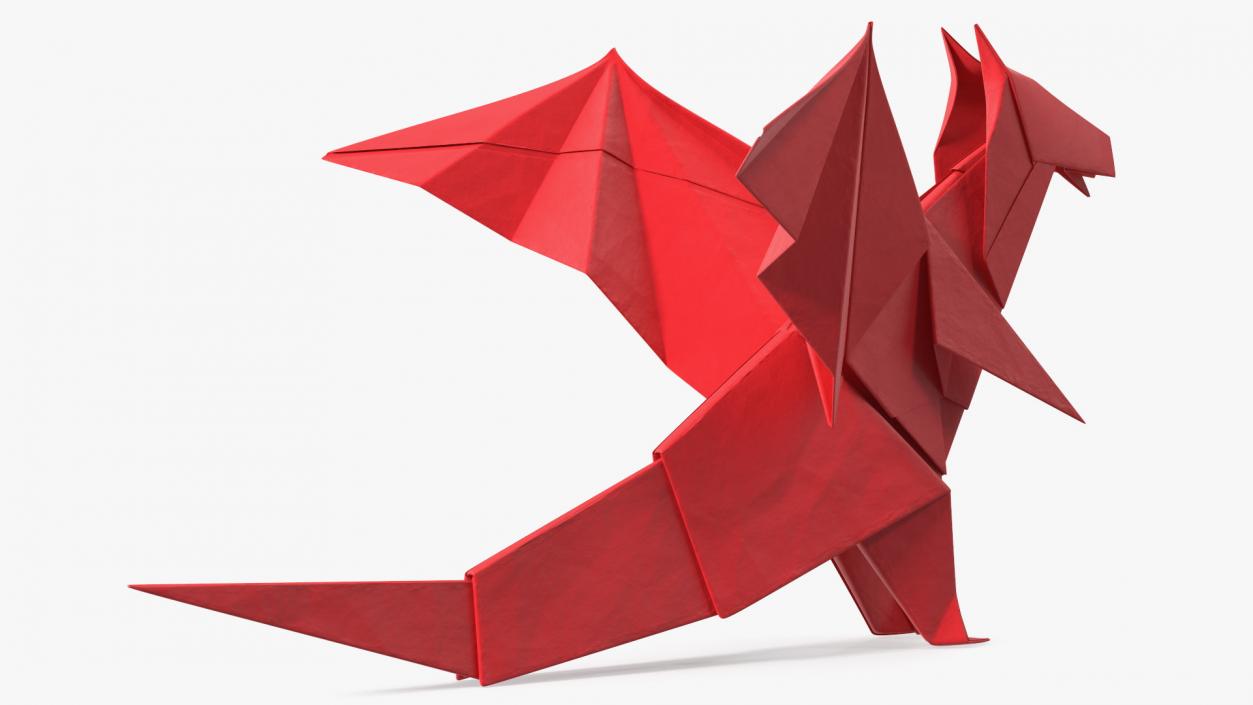 Origami Paper Red Dragon 3D model