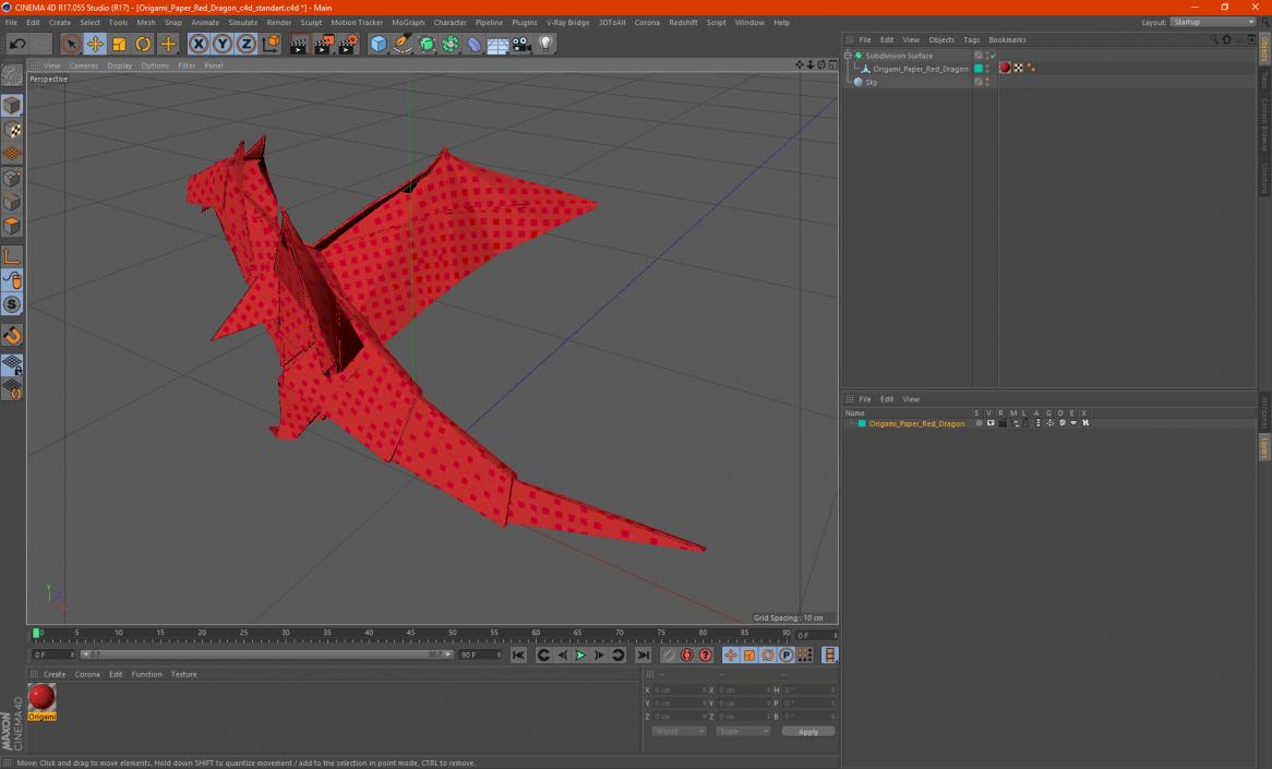 Origami Paper Red Dragon 3D model