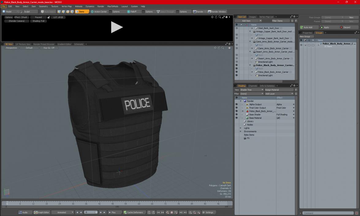 3D Police Black Body Armor Carrier