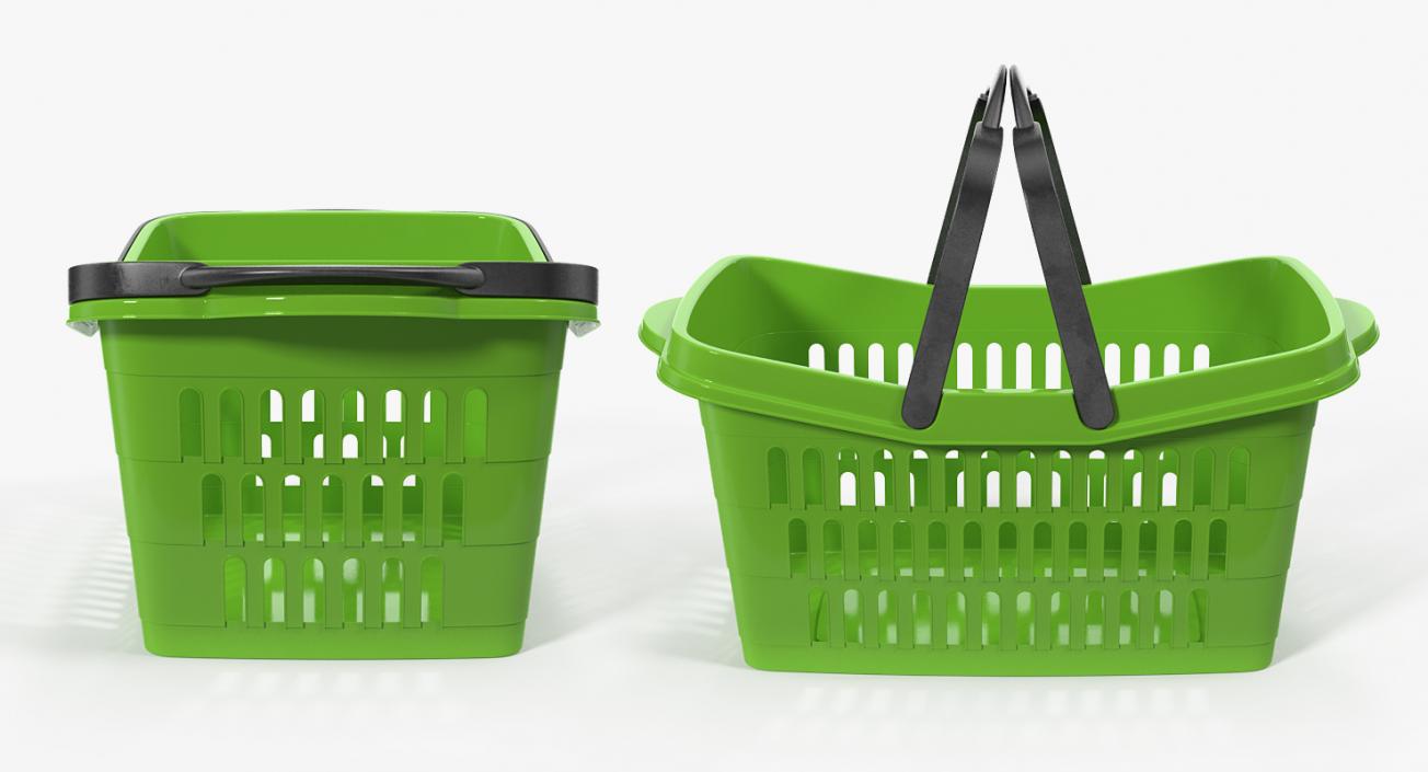 3D Shopping Plastic Basket with Folded Handles model