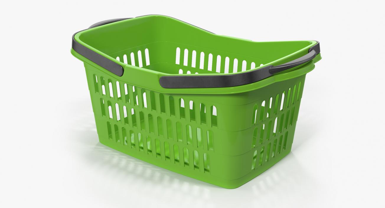 3D Shopping Plastic Basket with Folded Handles model