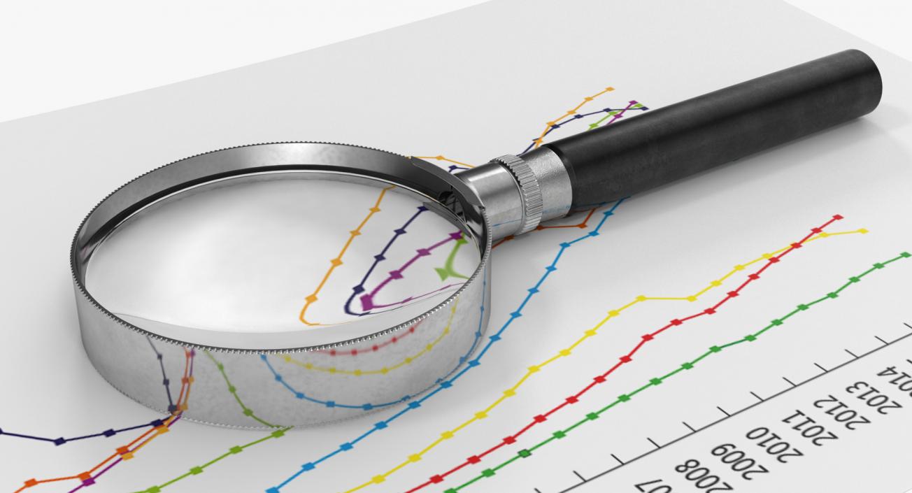 Magnifying Glass And Financial Report 3D