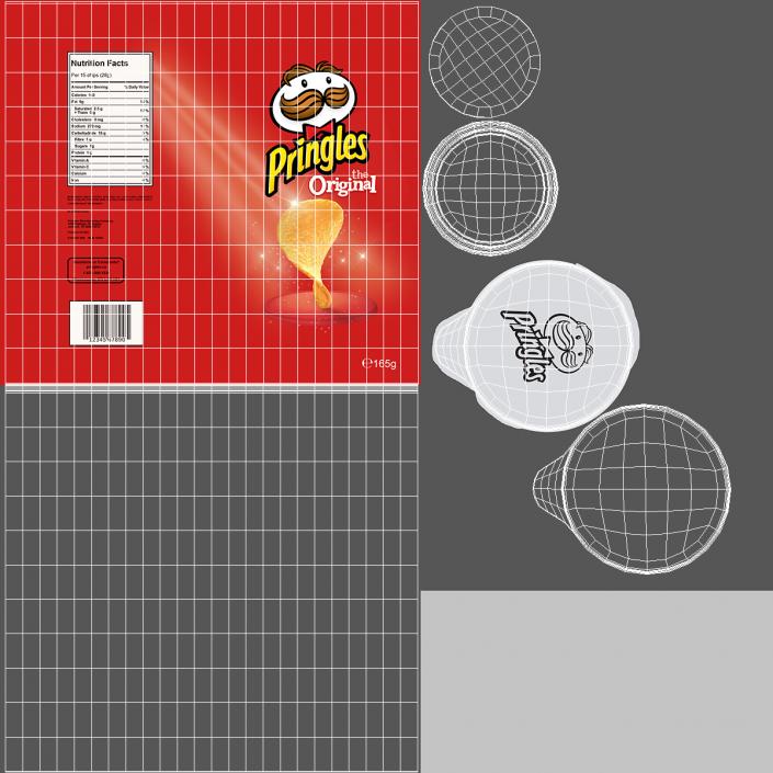 Open Pringles Original Potato Chips Can 3D model