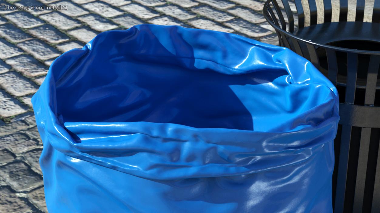 Open Blue Trash Bag 3D model