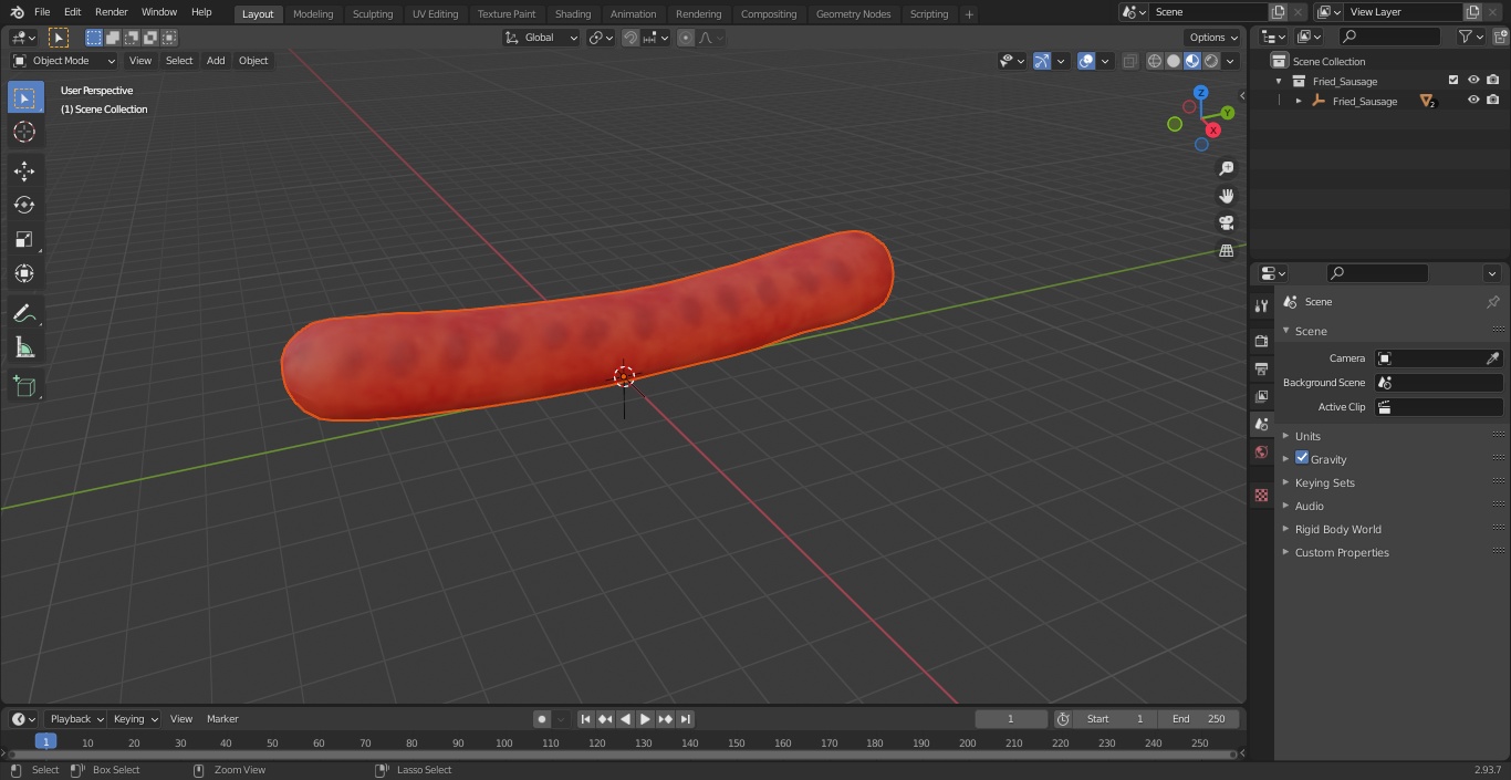 3D Fried Sausage model