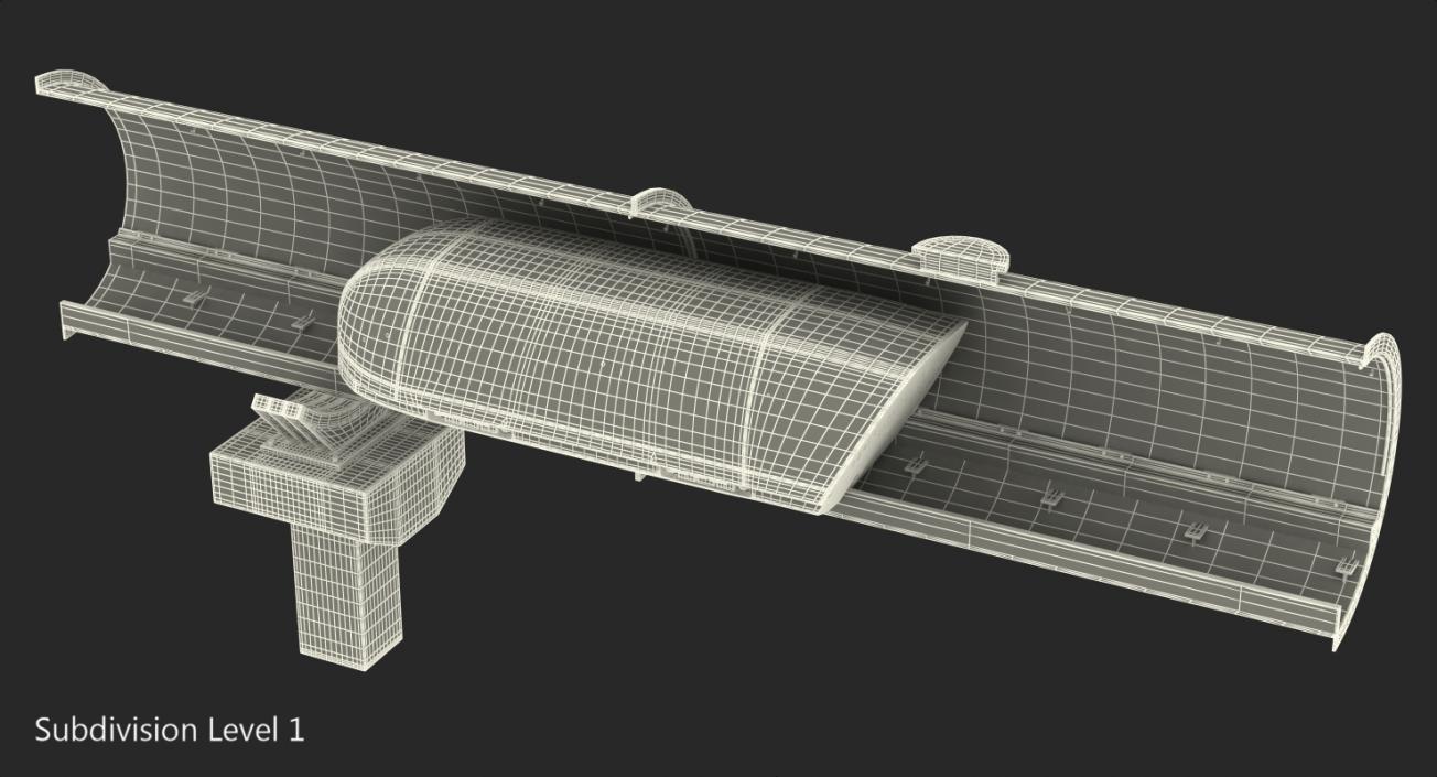 3D Speed Hyperloop Tunnel Section with Train
