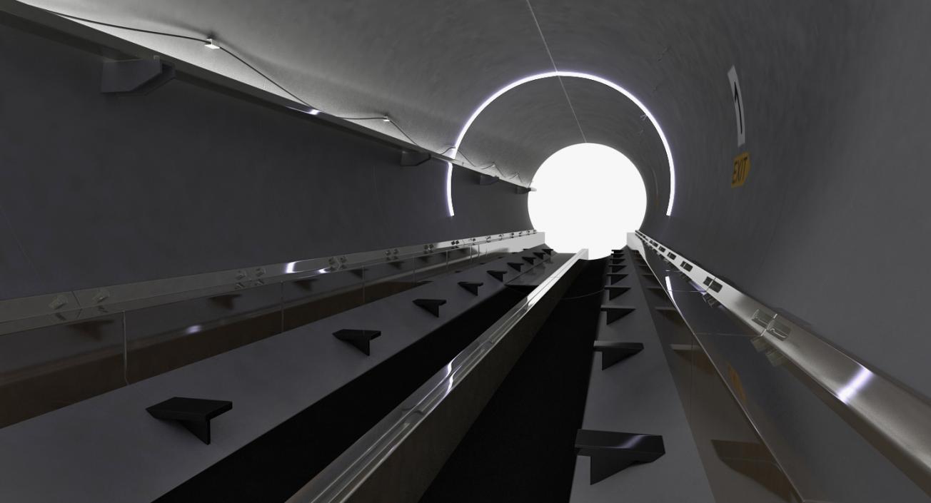 3D Speed Hyperloop Tunnel Section with Train