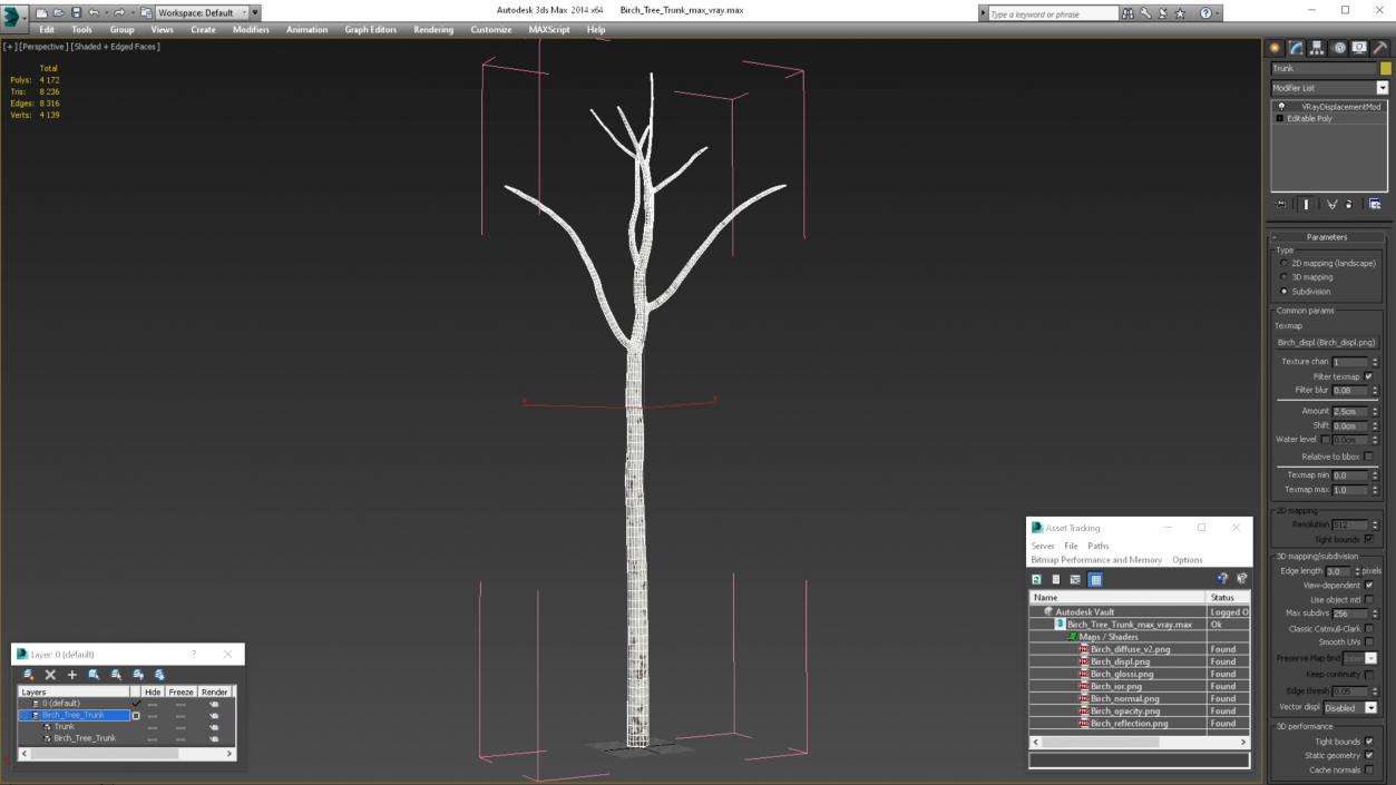 3D Birch Tree Trunk
