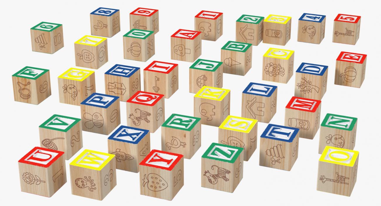3D Wooden Alphabet Blocks Set