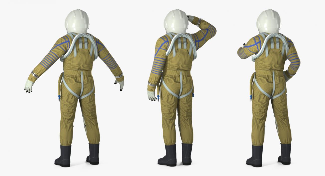 USSR Astronaut Wearing Space Suit Strizh with SK-1 Helmet Rigged 3D model