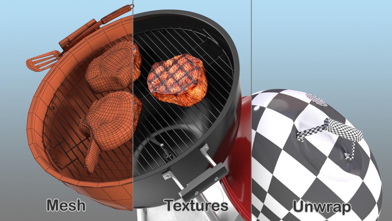 Kettle Grill with Meat 3D