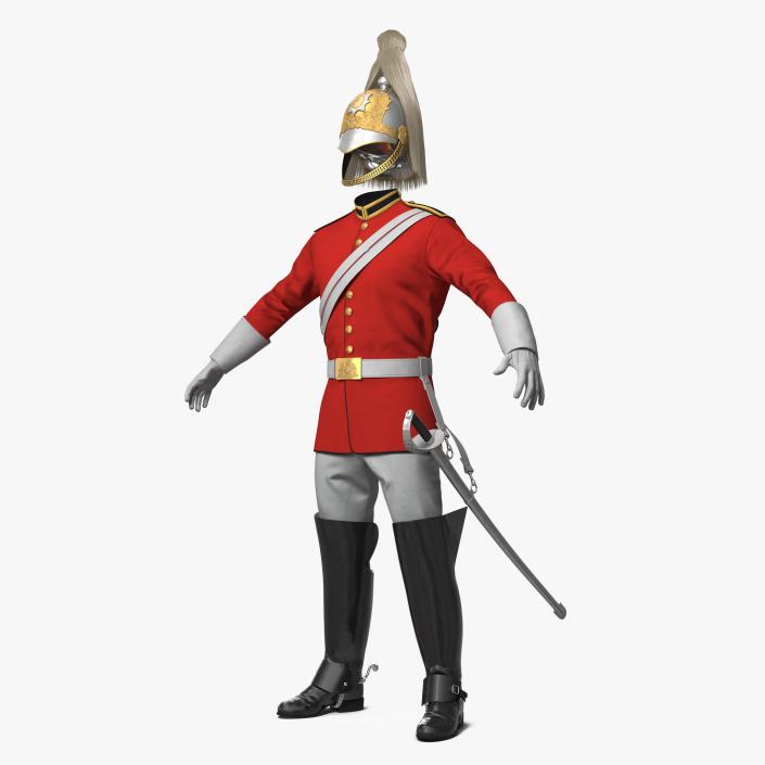 3D British Cavalry Royal Life Guard Uniform Set with Fur model