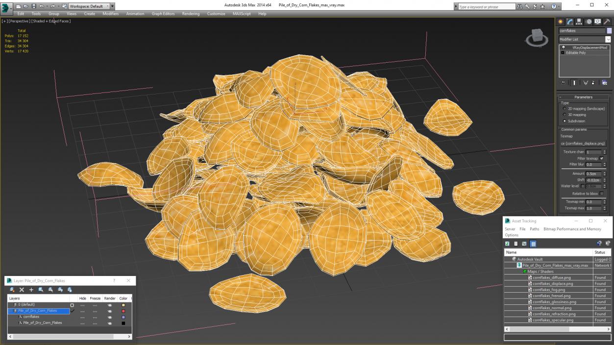 3D Pile of Dry Corn Flakes model