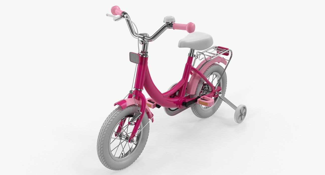 3D Girls Kids Bike with Training Wheels