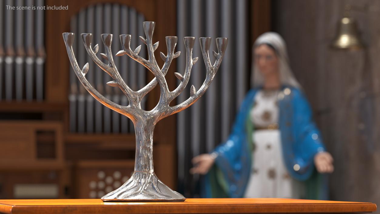 3D model Hanukkah Menorah Candelabrum Silver