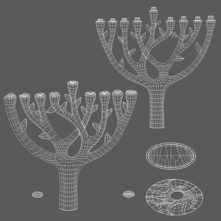3D model Hanukkah Menorah Candelabrum Silver
