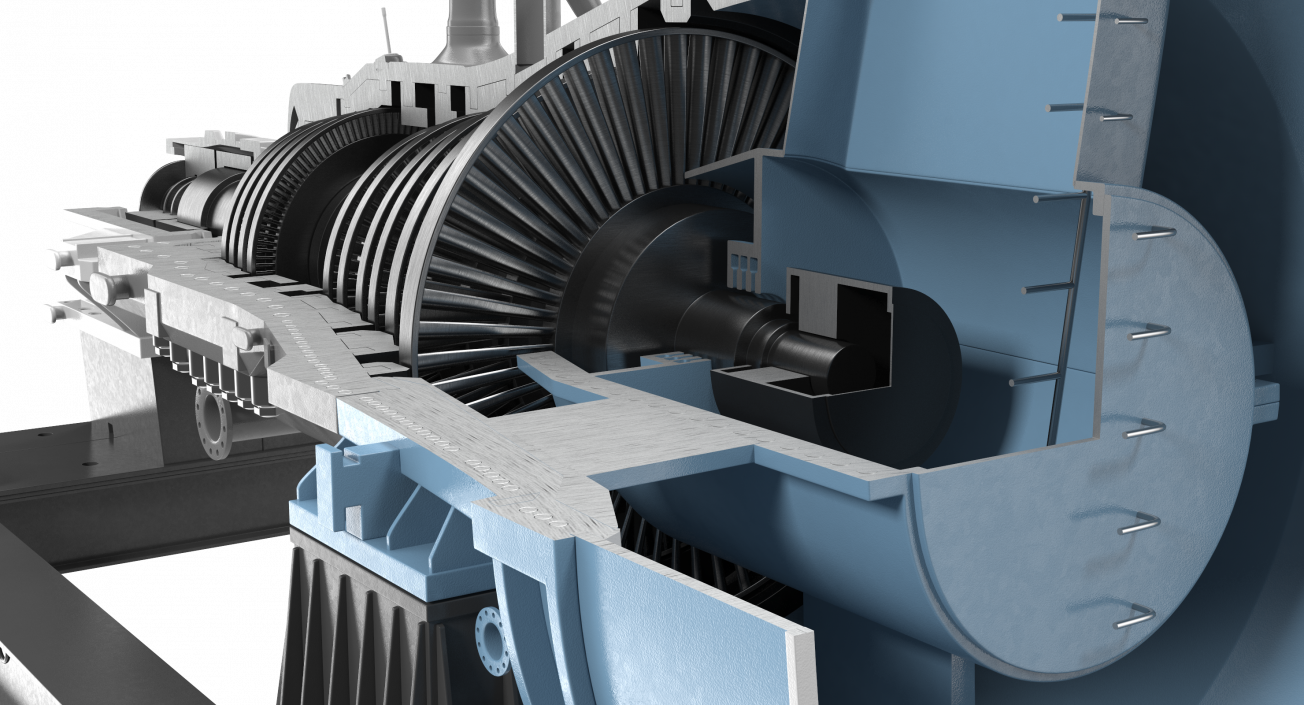 3D model Cross Section of Steam Turbine
