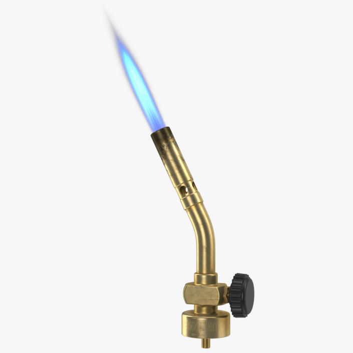 3D model Pencil Tip Propane Torch Head with Flame