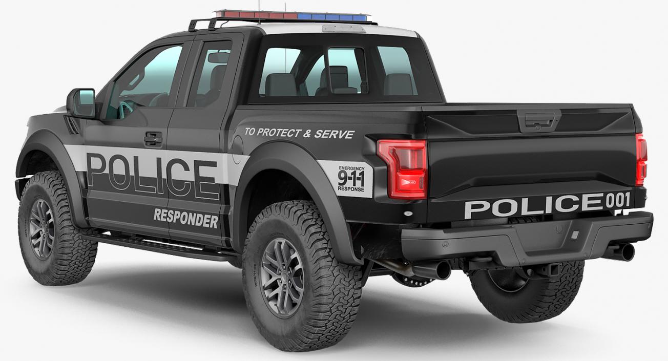 3D Police Pickup Truck Generic Simple Interior model