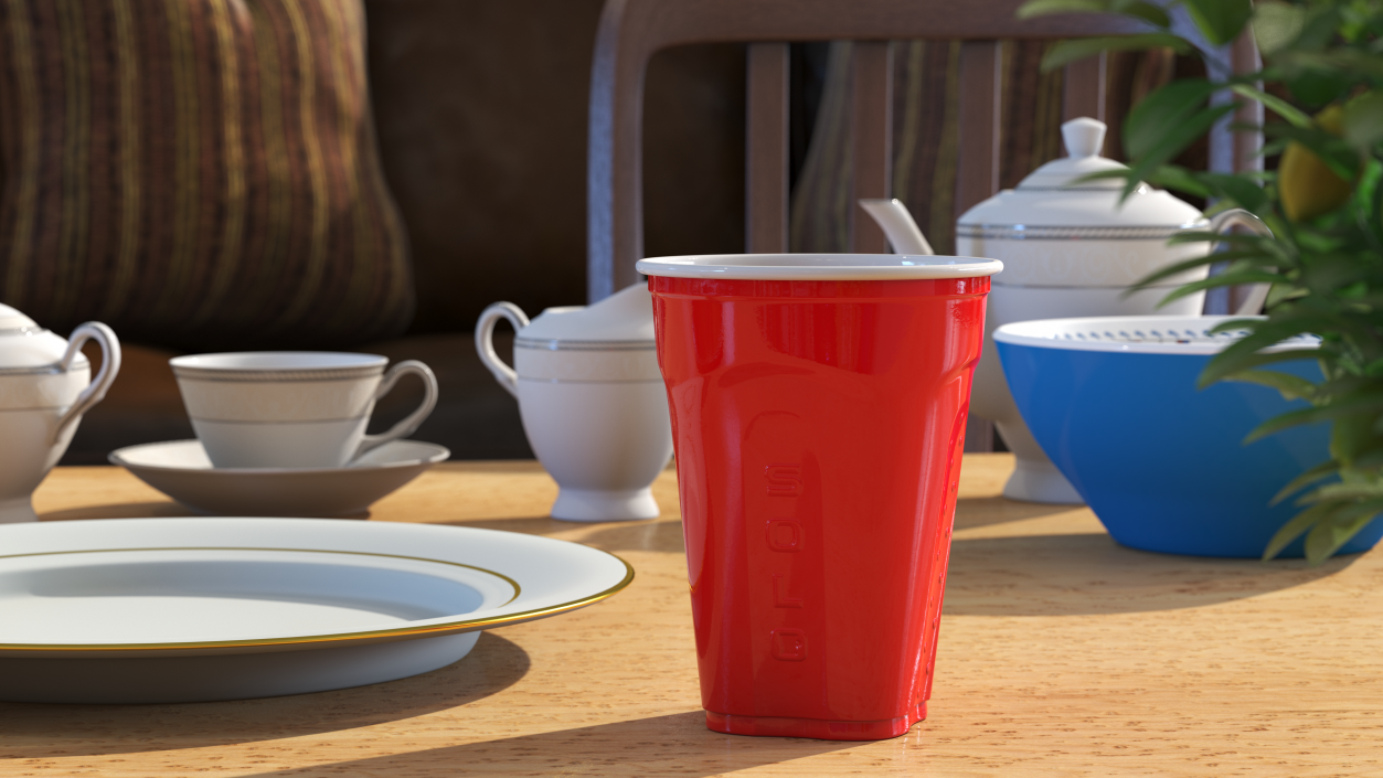 3D Solo Squared Plastic Cup Red model