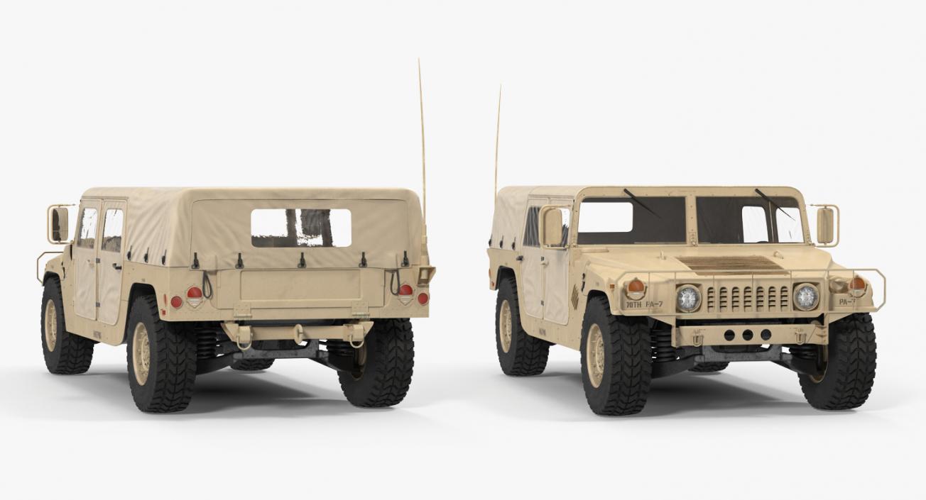 3D Soft top Troop Carrier HMMWV m1035 Rigged Desert model