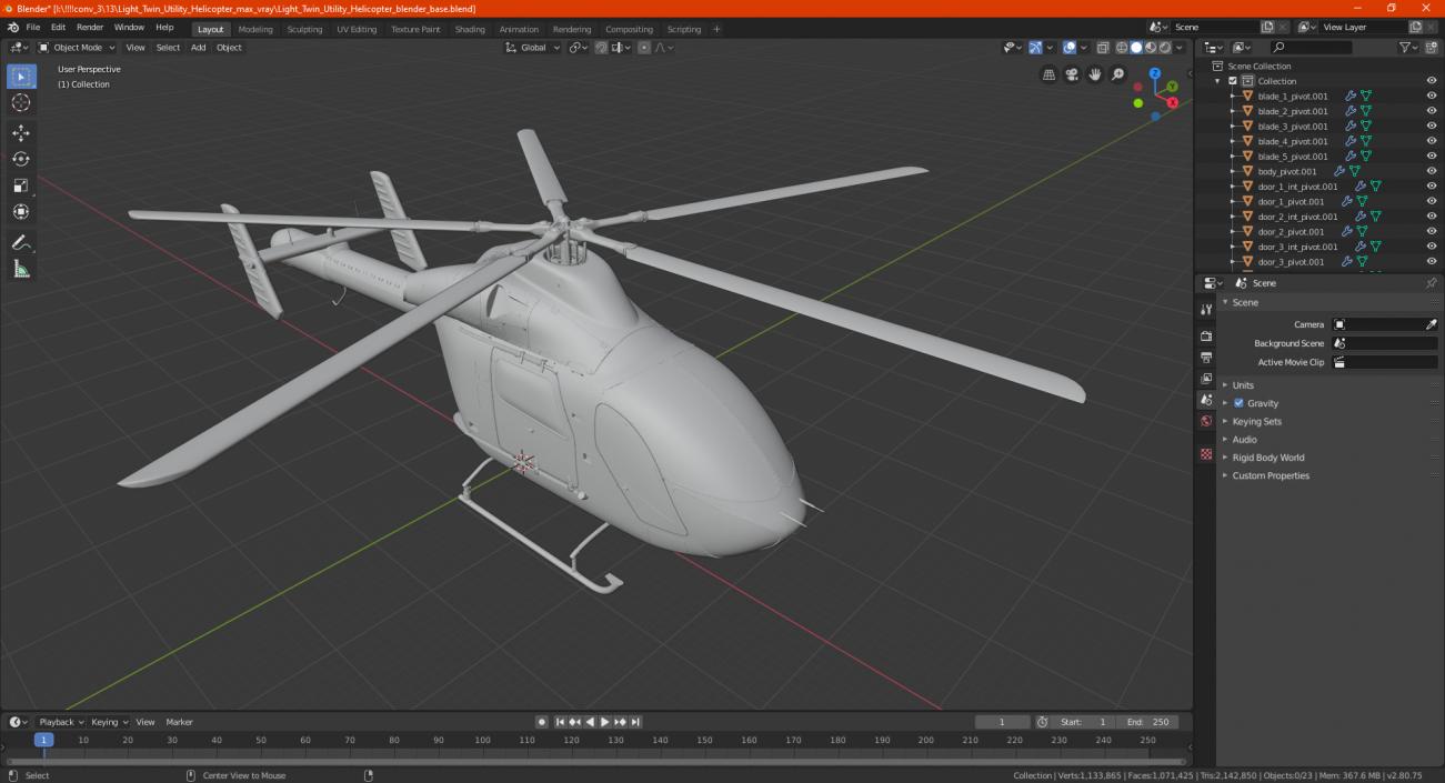 Light Twin Utility Helicopter 3D model