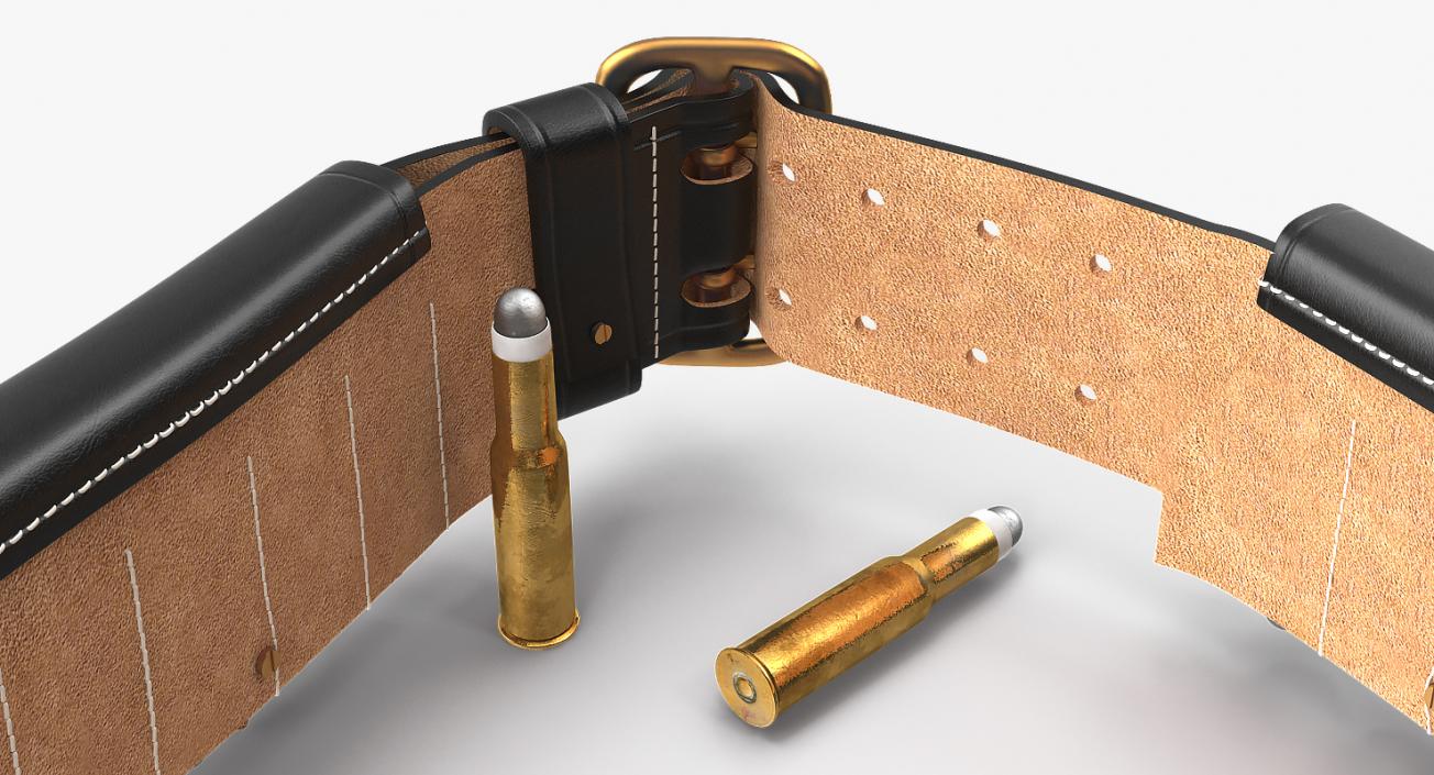 3D Black Leather Bandolier Ammo Belt model
