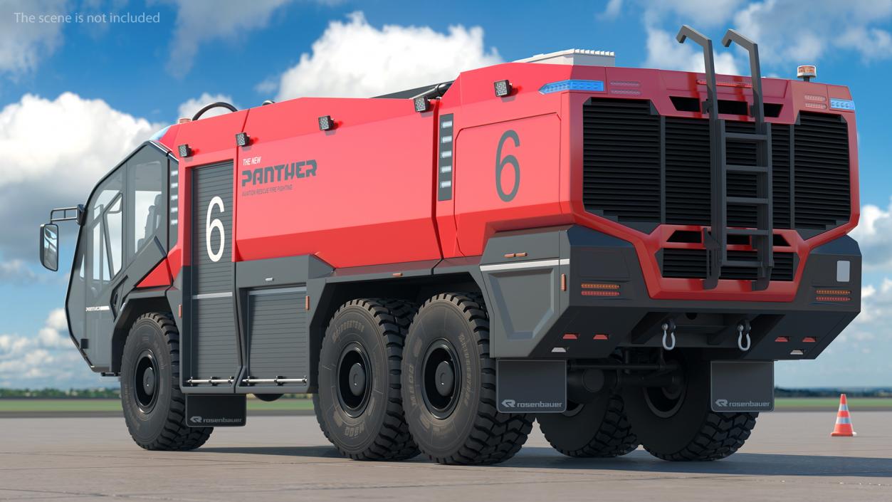 3D Rosenbauer Panther 6x6 Firefighting Truck Rigged model